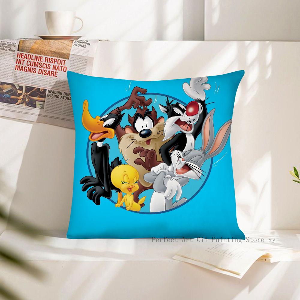 Мультяшная Наволочка с Персонажами Looney Tunes Квадратная Подушка Чехол для Подушки Декор Спальни Дивана Комнаты Повседневная Наволочка