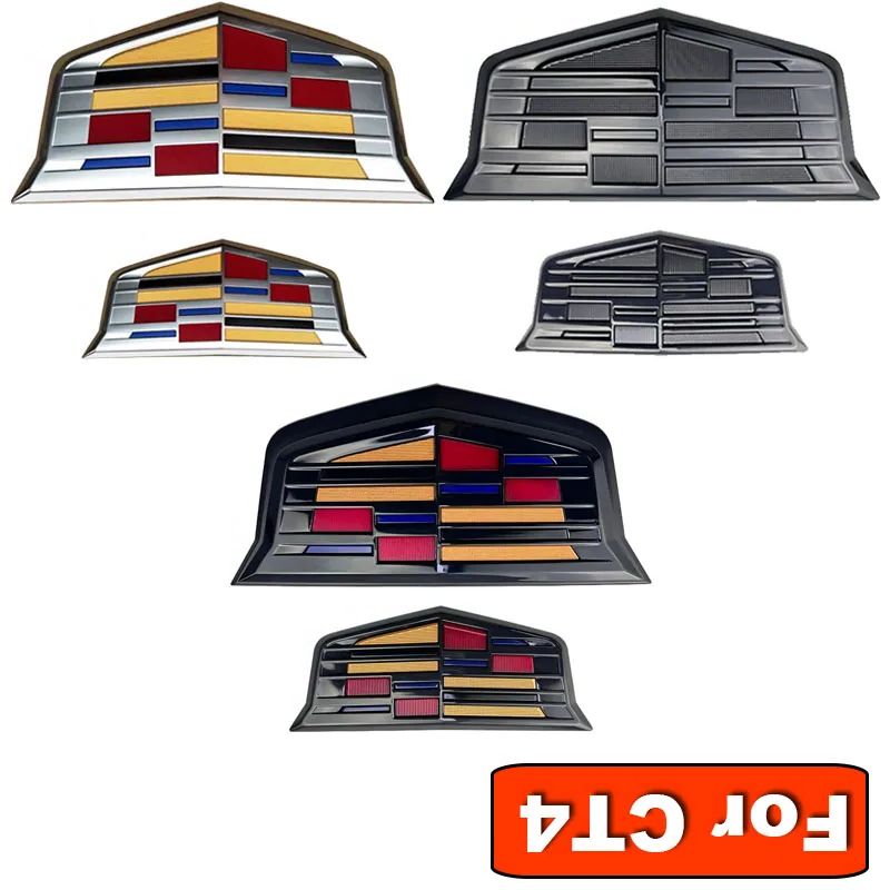2PCS Car Front Rear Logo Cover Grille Trunk Badge Stickers for Cadillac CT4 2025 2024 2017 2020 Replacement Emblem Accessories ysjg48