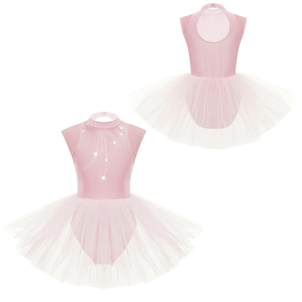 Ballet Leotards for Girls Toddler Leotard with Tutu Skirt Dance Tutu Dress Shiny Rhinestones Performance Dresses