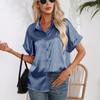 Summer Silk Shirts Women Button Up Satin Blouse Loose Office Short Sleeve Ladies Tops Casual Shirt Elegant 26103
