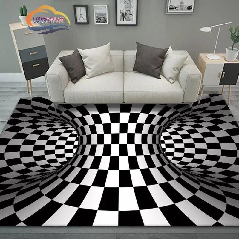 Geometry Carpet Living Room Sofa 3D Visual Vortex Bedroom Large Area Creative Floor Mat