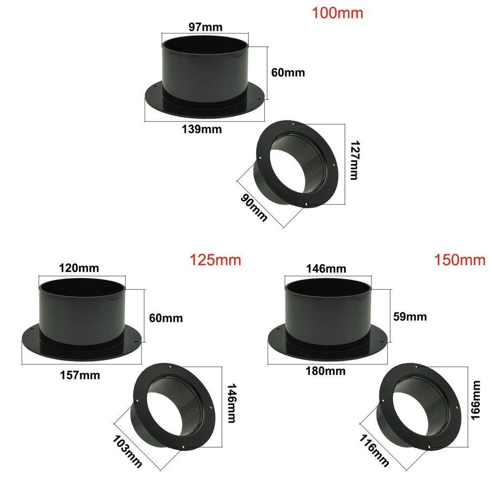 Round Wall Flange Connector Black Vent Pipe Adapter Exhaust Pipe Connector Ventilation Pipe