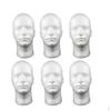 6Pcs Male Foam Head Model Hat Wig Show Display Stand Rack White