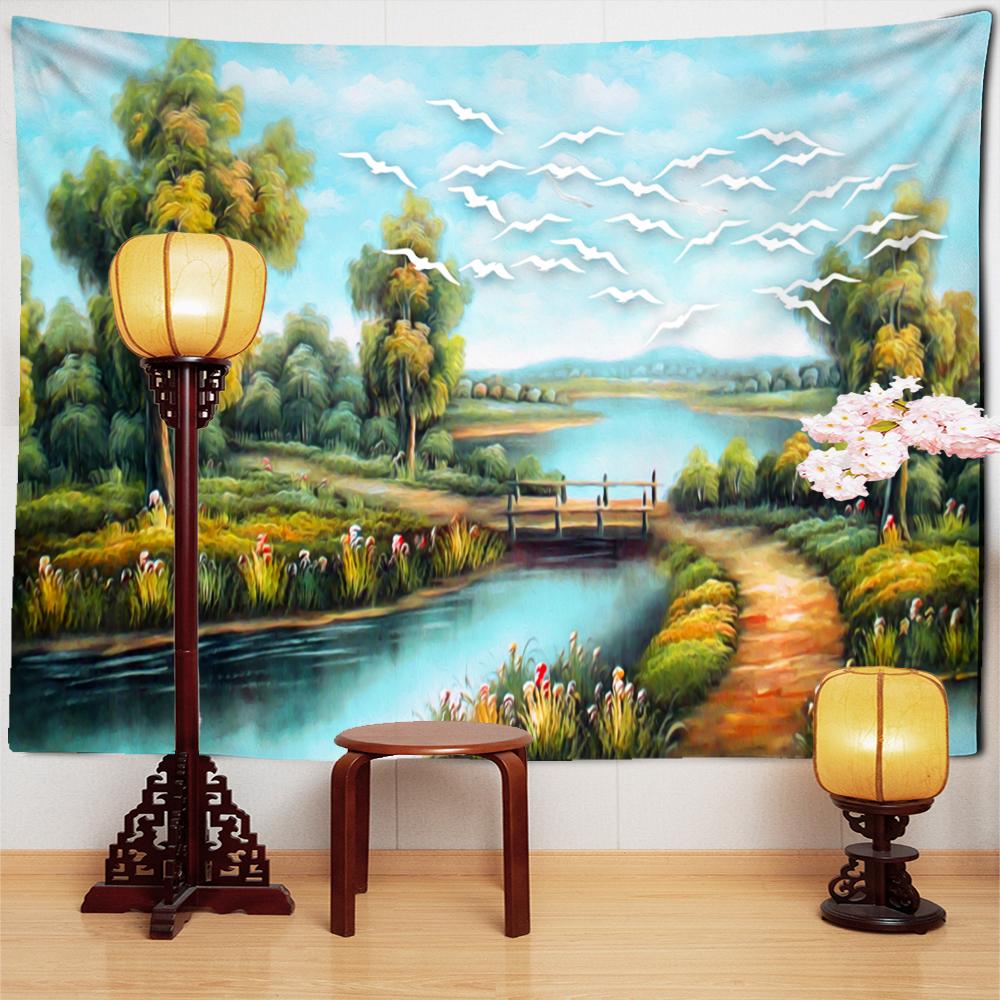 Картина маслом Лавандовый гобелен Настенное растение Богемный хиппи Tapez Скандинавская эстетика Декор комнаты