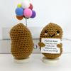 Funny Positive Crochet Coffee Bean Doll with Card for Cheer Up Gifts and Party Decor Handmade Knitted Potato Doll Desk Ornament