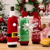 Christmas Decorative Desktop Wine Bottle Cover Bowknot Hair Ball Snowflake Pattern Home Party