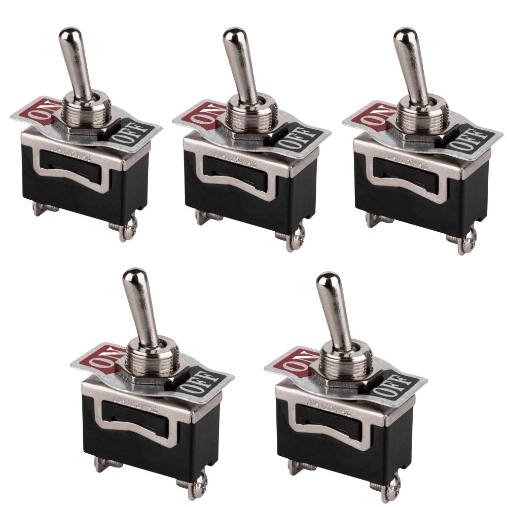 1/5Pcs/set 250V 15A Toggle Switch SPST 2Pin Heavy Duty Car Boat ON/OFF Rocker Toggle Switch with Waterproof Cap 2 Terminals