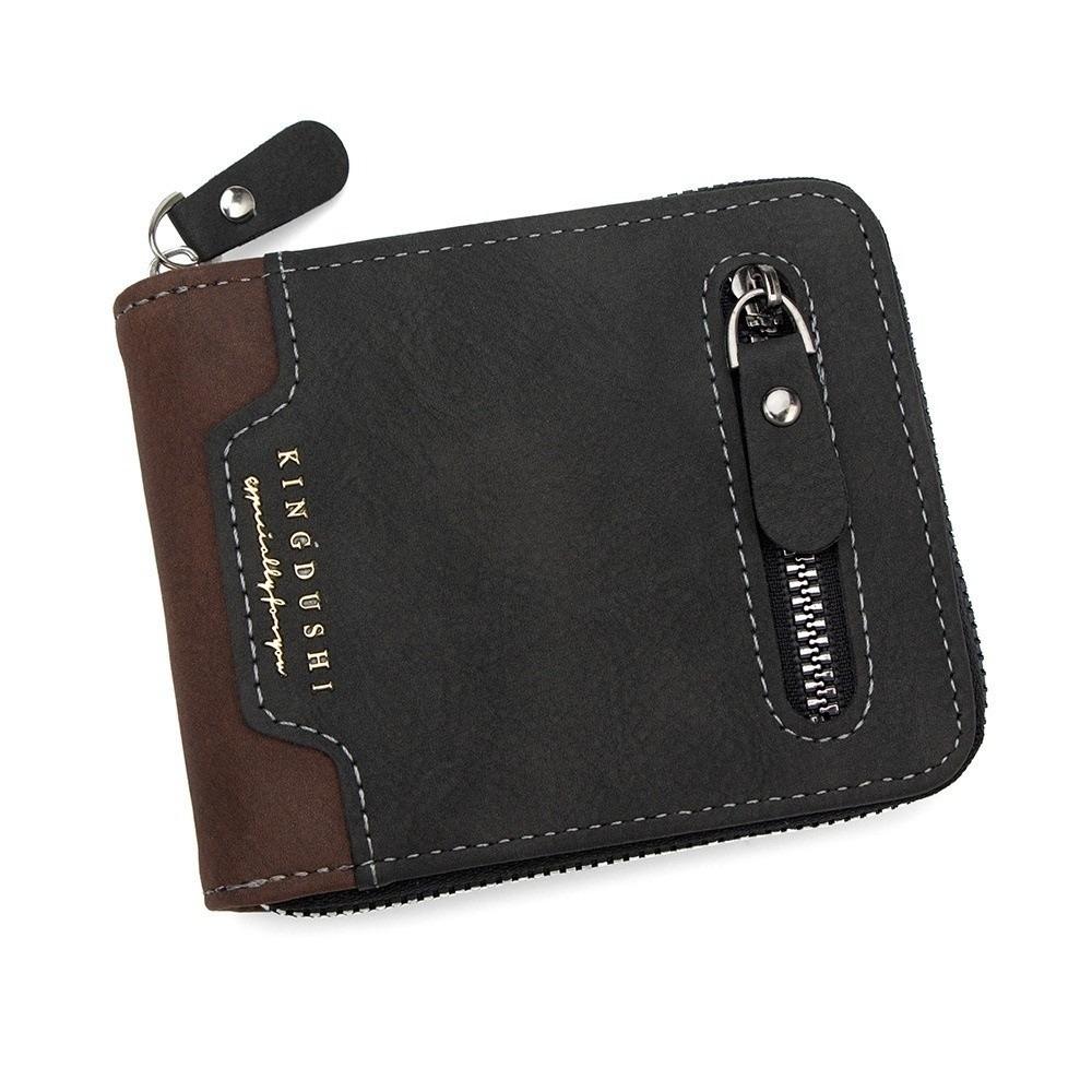 Large Capacity Men's Short Wallet Multi-position Card Holder Durable PU Leather Coin Purse Male