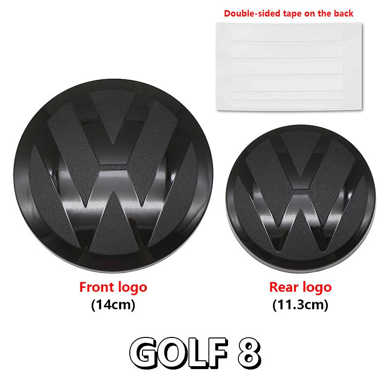 abcd1 2pcs Front Rear Emblem For VW Golf 5 6 7 7.5 8 Modified Black Flat Mirror Logo Cover Stickers Accessories Extra Pro Plus Value