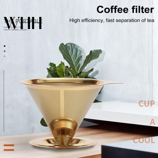 Reusable Coffee Filter Stainless Steel Pour Over Dripper Paperless Cone for Home Intense Flavor Extractor