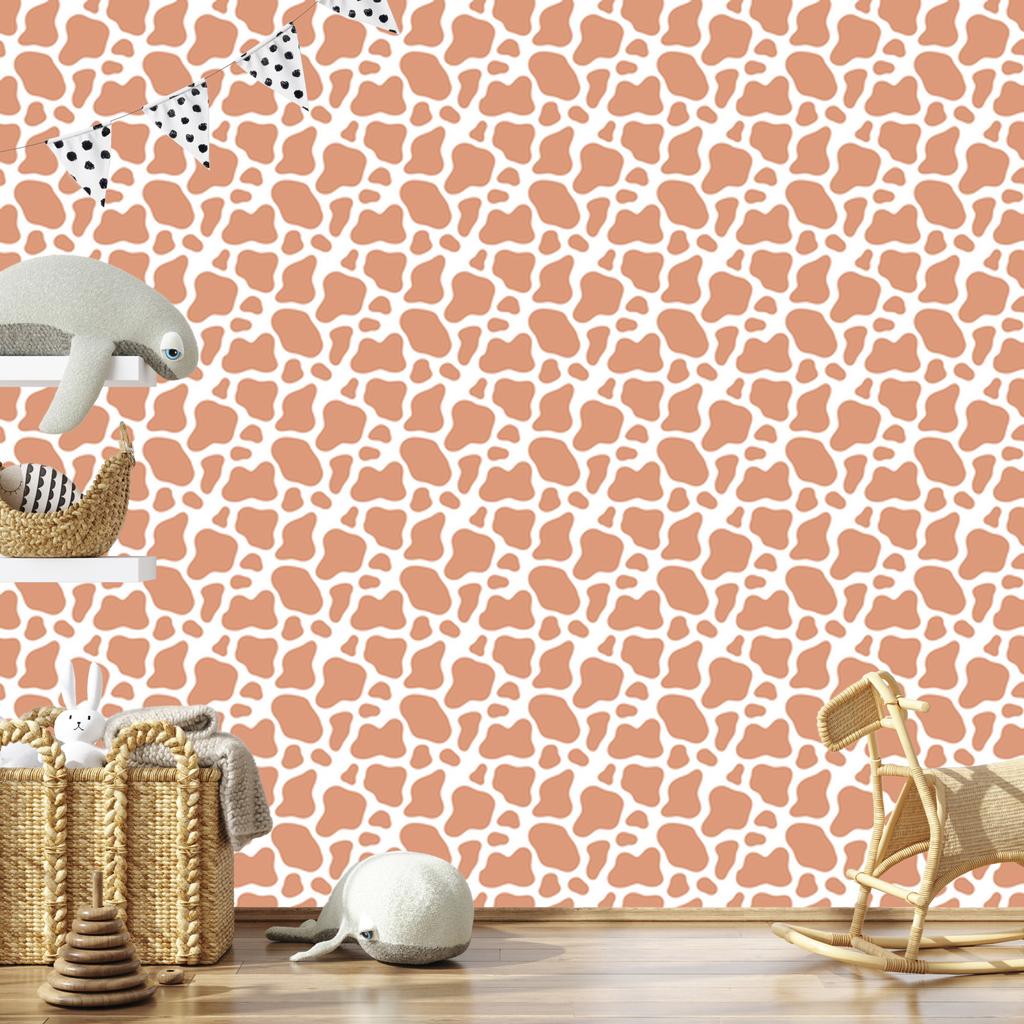 Cow Patches Wallpaper Peach and Cream for Living Room and Bedroom 50x1000