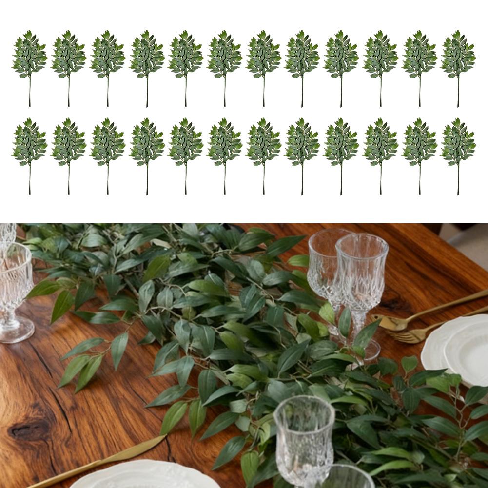 Искусственные зеленые ветки растений 24 шт. 62 см для свадебной вечеринки, для украшения обеденного стола, комнаты и цветочных композиций
