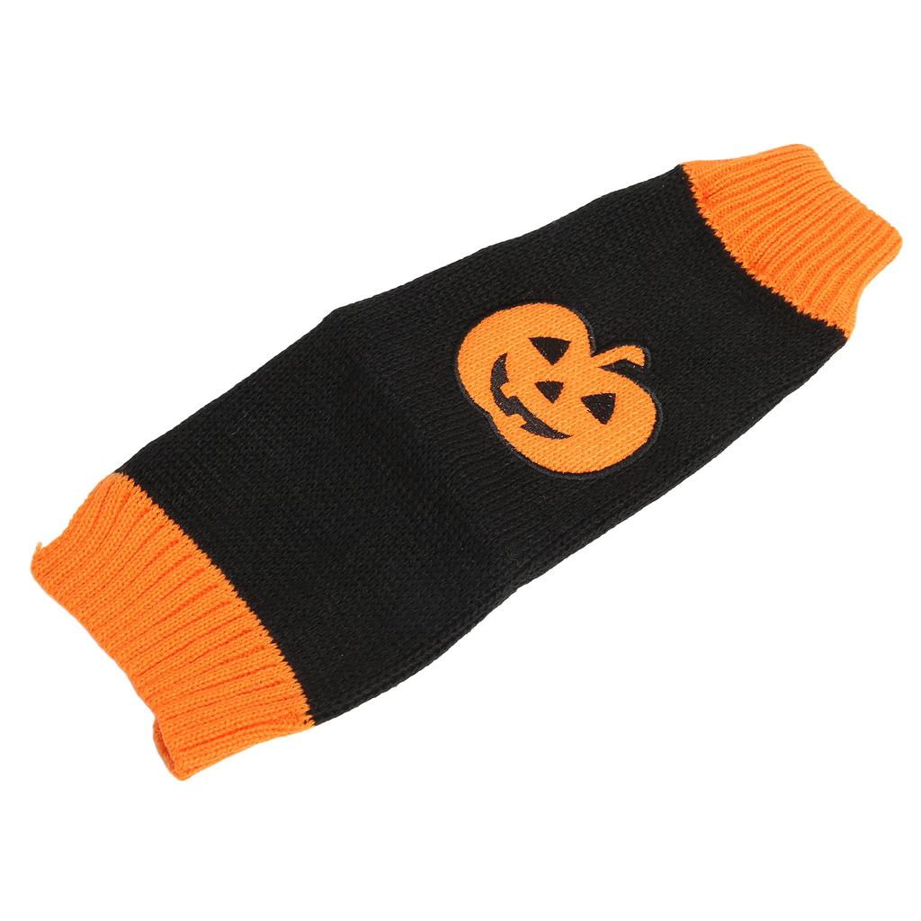 Pet Halloween Sweater Warm Stretchy High Collar Cute Pet Pumpkin Pullover Clothes for Dog Cat