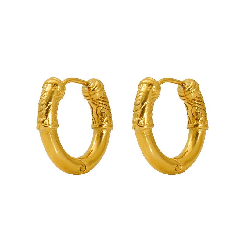 Новые модные золотые серьги-кольца темперамент ретро благоприятные серьги в виде облаков золотые титановые стальные пряжки для ушей для женщин