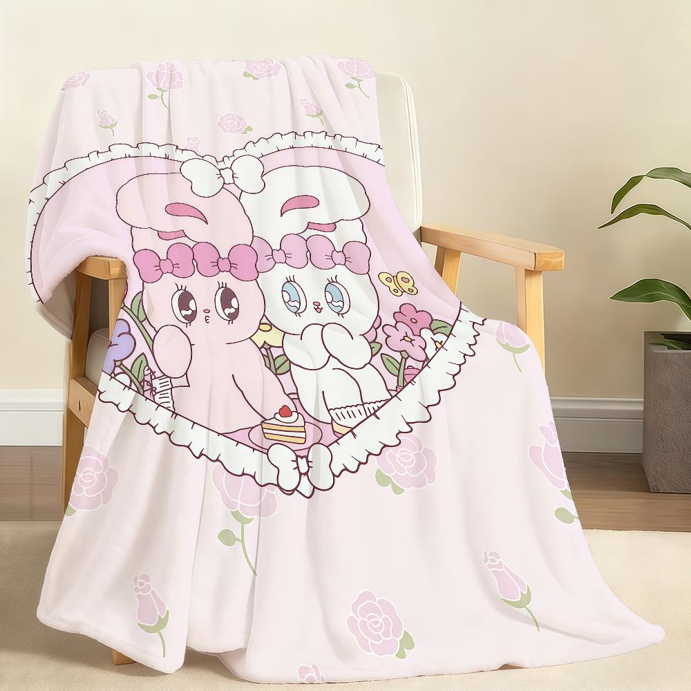 Kawaii Cute E Esther B BunnyS Cartoon Blanket For Soft Throw Blanket for Picnic Bed Sofa Home Bedroom Cozy Warm Comfortable