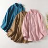 Ранняя весна женский тонкий ленивый стиль кардиган свободный крой рубашка универсальная хлопковая льняная защита от солнца для женщин блузки и рубашки