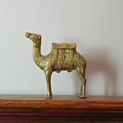 Ручная работа, Декоративная фигурка, Верблюд, Подарочная статуэтка, Латунь, Золотой - 13,5 см