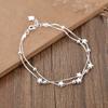 Sterling Silver S925 Silver Bracelet Round Bead Five-pointed Star Double Layer Bracelet Simple Fashion Versatile Fresh Personalized Hand Jewelry