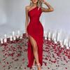 Women's Sexy One Shoulder High Split Cocktail Wedding Party Maxi Dress