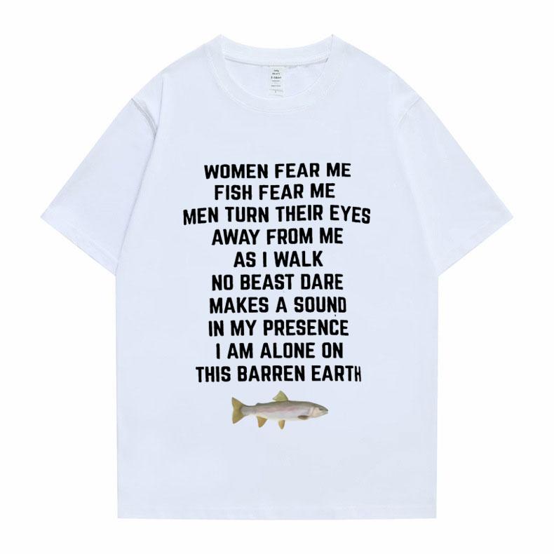 Женщины Fear Me Fish Fear Me Мужчины Женщины Повседневная футболка Топы Футболка Свободная футболка Crew Oversize Приталенная мягкая аниме манга футболка Одежда
