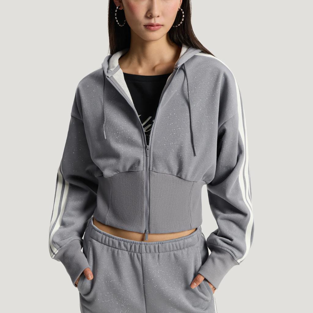 adidas Куртки Женские Серые С Капюшоном Несъемным Средней Длины Другие KX8906