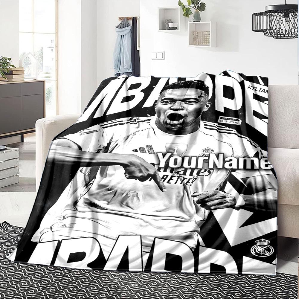 Mbappe Customize Text Blanket Gift Personalized Blanket Warmthful Decor for Picnics Bed Office Sofa Four Seasons Universal