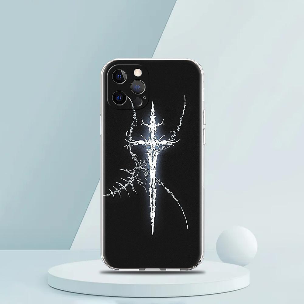 Мягкий прозрачный чехол-бампер из ТПУ для iPhone 16 15 14 13 12 11 Pro Max XR 8 7 Plus XR Оболочка Кибер-сигил Узор из перекрещивающихся линий