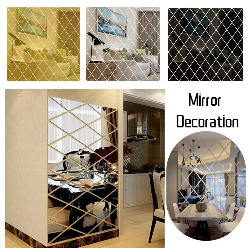 Factory Wholesale Cross-border Diamond Combination Living Room Tv Sofa Background Wall Acrylic Mirror Decorative Wall Sticker