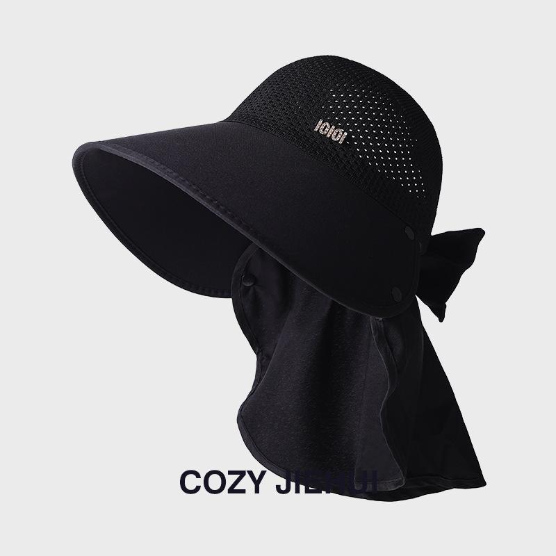 New Shawl Sunshade Sunscreen Hat Women's Empty Top Hat Big Brim Neck Sun Hat Fashionable Versatile Face Small Bucket Hat