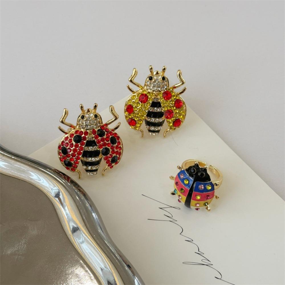 Кольцо со сверкающим насекомым в виде капель масла, геометрическое коктейльное кольцо, винтажное кольцо с росписью, подарок