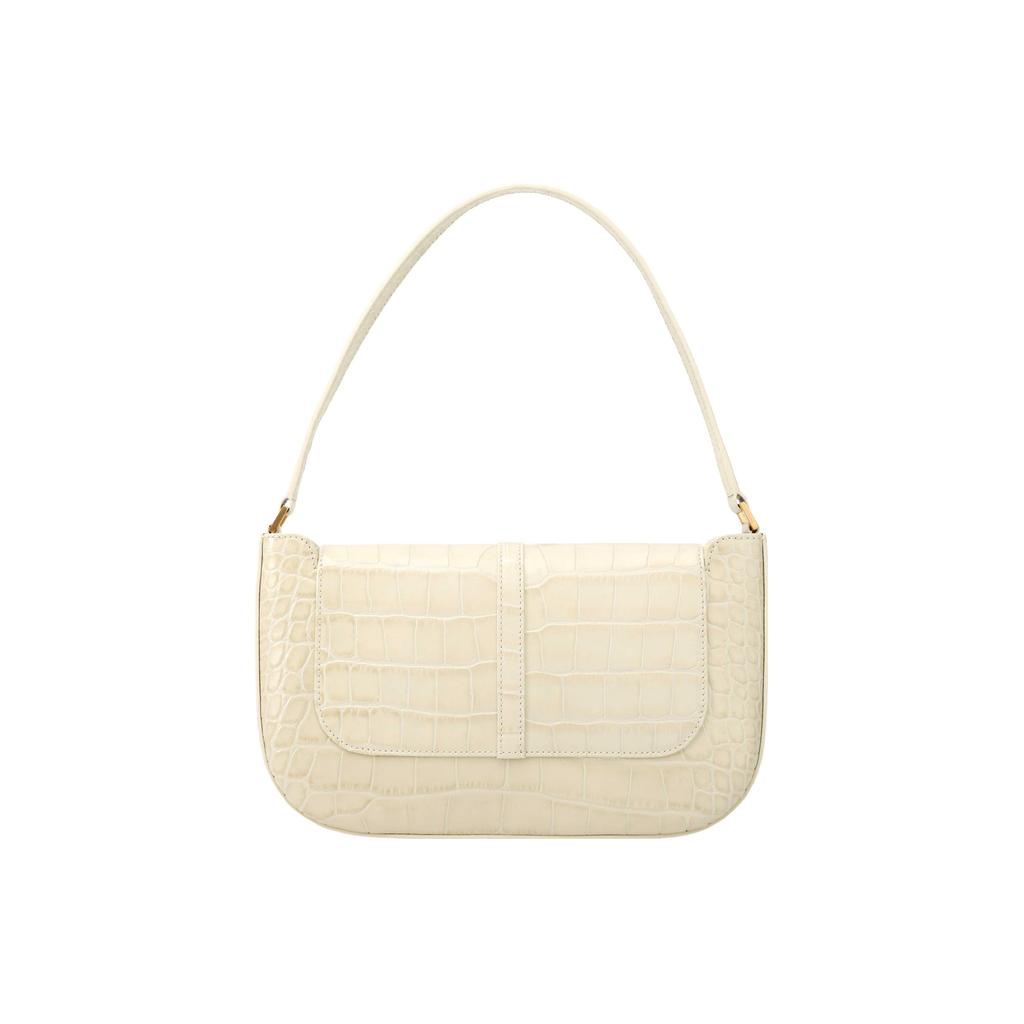 By Far Miranda Series Leather Crocodile Embossed Shoulder Bag Women Handbags Off-White 19FWMDASCEDMEDCE