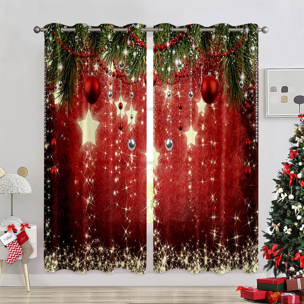 3D рождественские украшения Рождественские занавески Красные украшения Оконные занавески Солнцезащитные экраны Домашний текстиль Сад