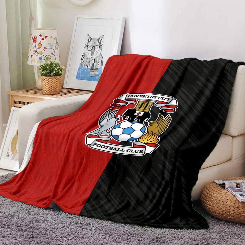 Coventry City Football Club Badge Split Color Print Flannel Blanket Soft Warm Throw Blanket for Sofa Bed Living Room
