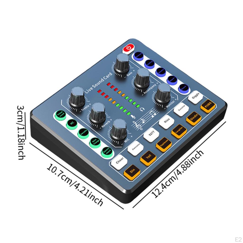 Audio Mixer Sound Card Noise Reduction External 12 Effects Studio Equipment for Mobile