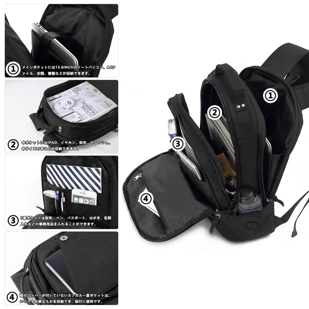 Large Business Travel Inch PC Town Black [KINGSLONG] Men's Backpack, Capacity, Waterproof, Multi-layer Storage, Backpack, Women's Rucksack,