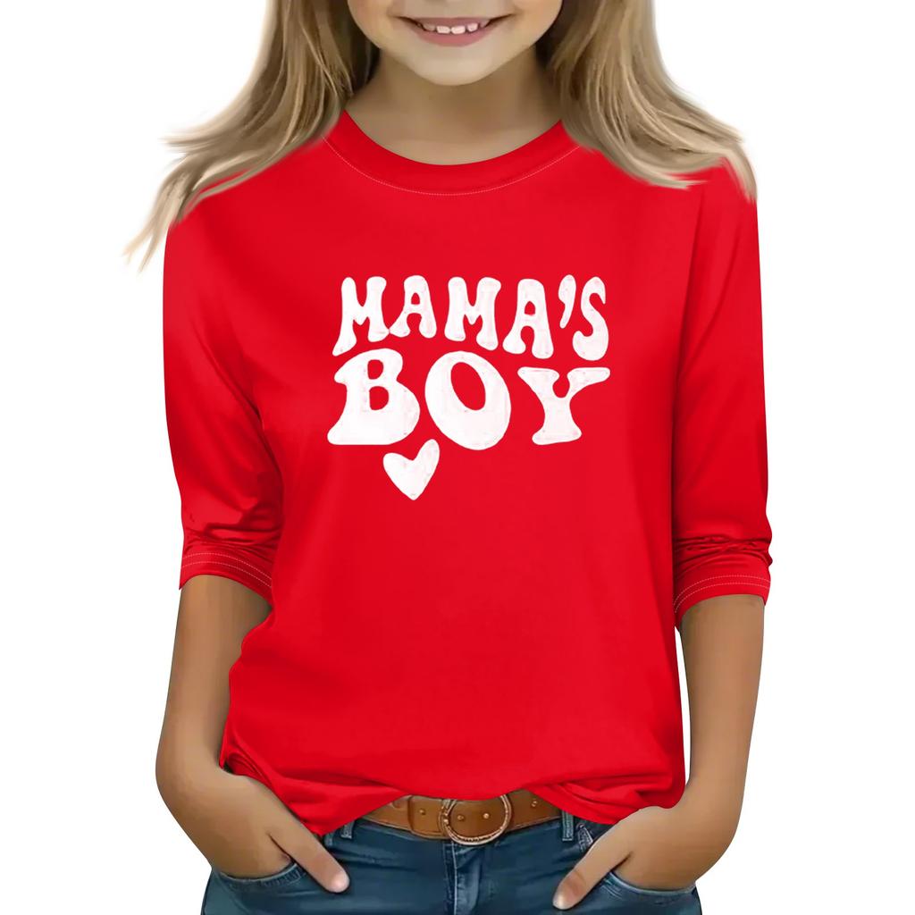 Топы с принтом для девочек 5-16 лет с круглым вырезом и рукавами 3/4 Футболки Модные топы Наряды Футболки