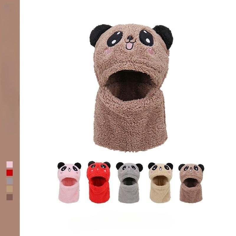 1-12Y Winter Cartoon Rabbit Coral Velvet Cap Plush Balaclava Kids Caps Double Fleece Baby Scarf Hat Baby Accessories