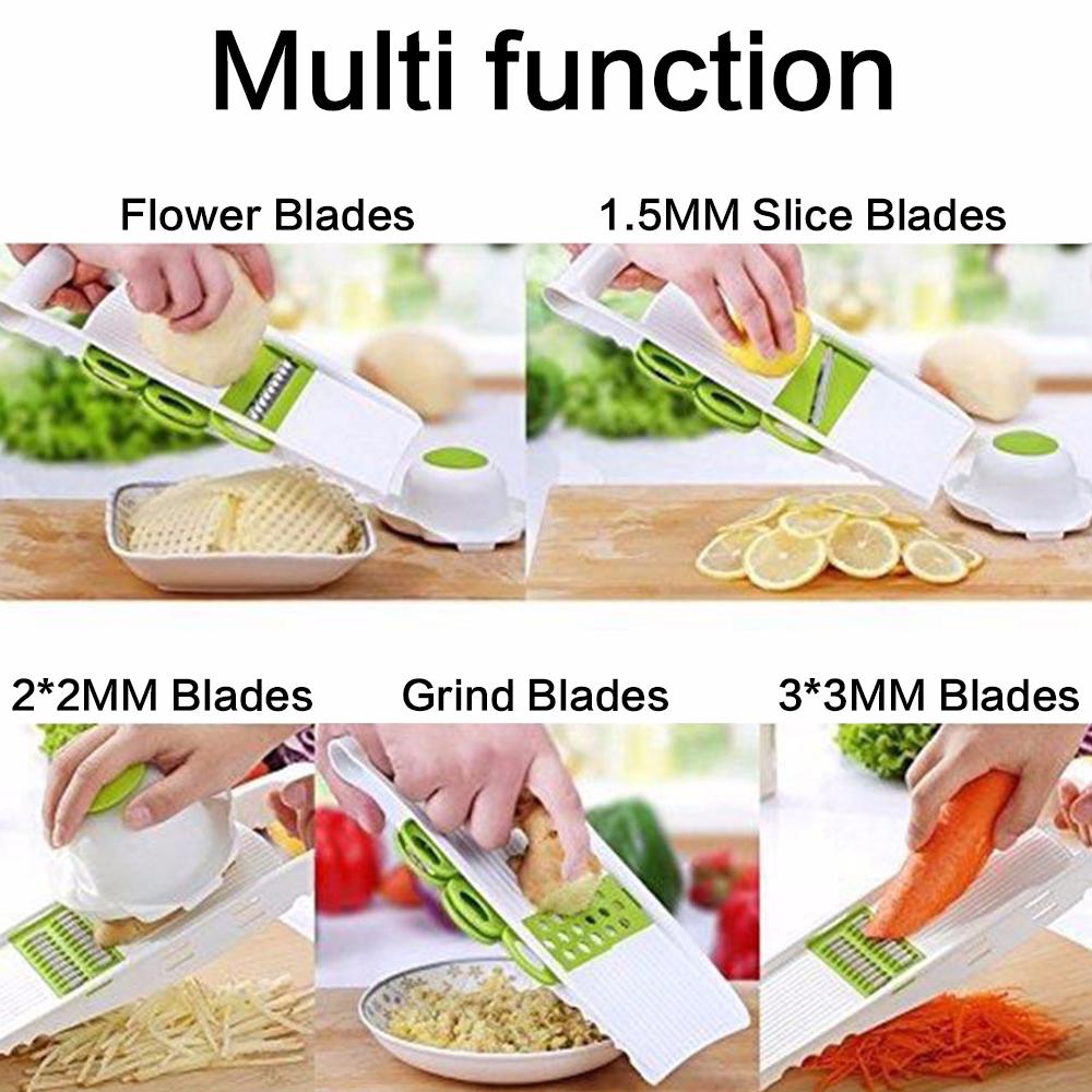 7pcs/set Vegetable Fruit Potato Mandoline Slicer Peeler Dicer Cutter Chopper Grater Vegetable Cutter Kitchen Accessories Tools