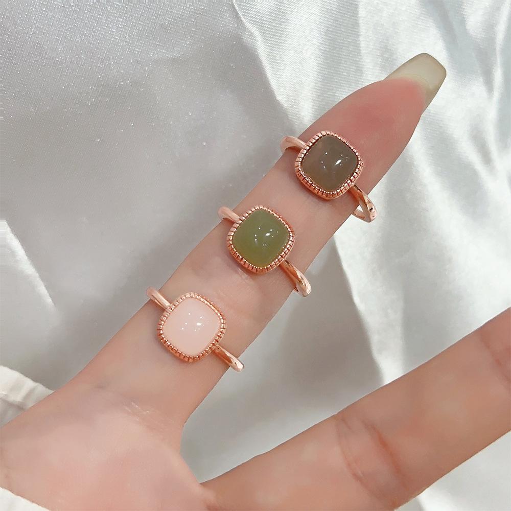 Трехмерный дизайн Хэтяньский нефрит квадратное открытое кольцо китайский стиль узор ремесло легкая роскошь женская медь циркон