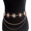 Fashion Hip Hop Metal Womans Layered Belt Sun Waistband Punk Waist Chain Dress Cummerbands