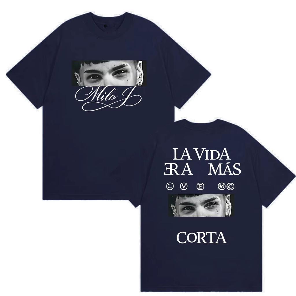 Hot Sale Rapper Milo J La Vida Era Mas Corta Album 2026 Graphic T Shirt Men Women Gothic Oversized T-shirt Y2K Harajuku Punk T-shirt
