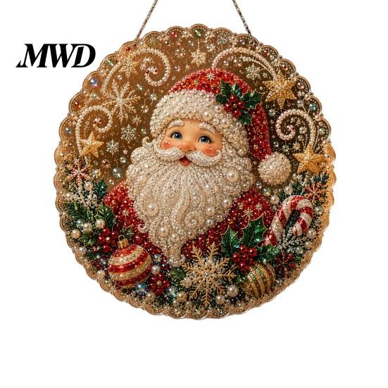 Holiday Gift for Family Christmas Faux Pearl Art Kit, DIY Rhinestone Gem Painting Craft, Santa Tree Living Room Decorations Stocking Elk Pattern
