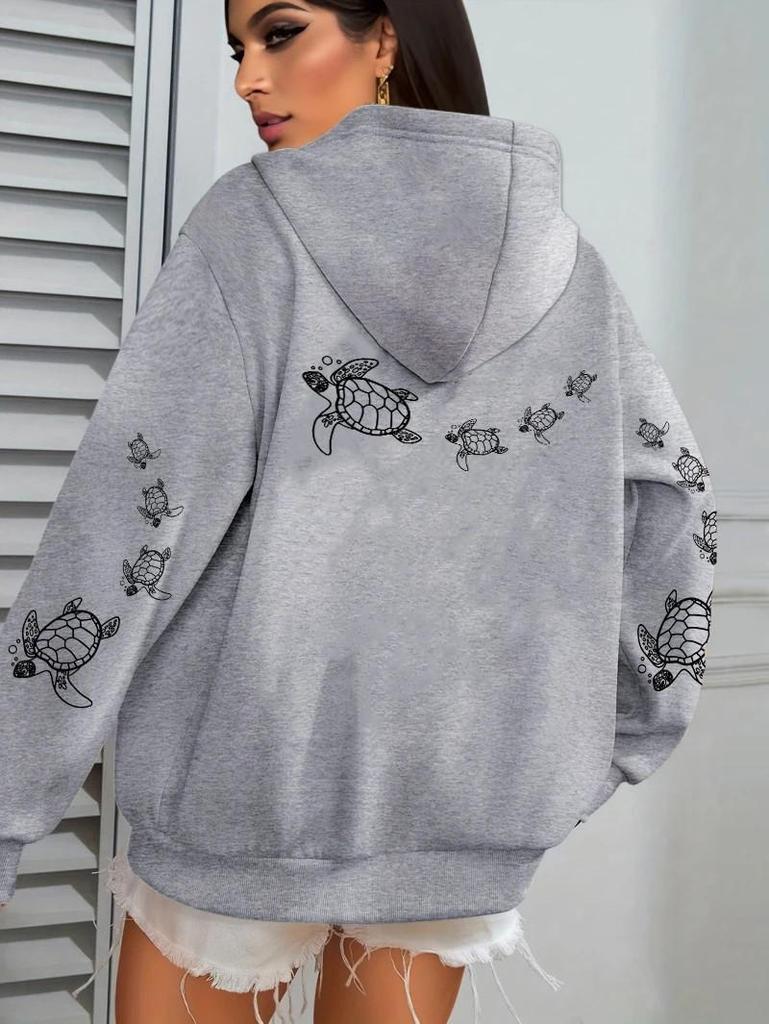 Unisex European Style Sea Turtle Hoodie – Versatile, Funny Sweatshirt for Spring & Autumn
