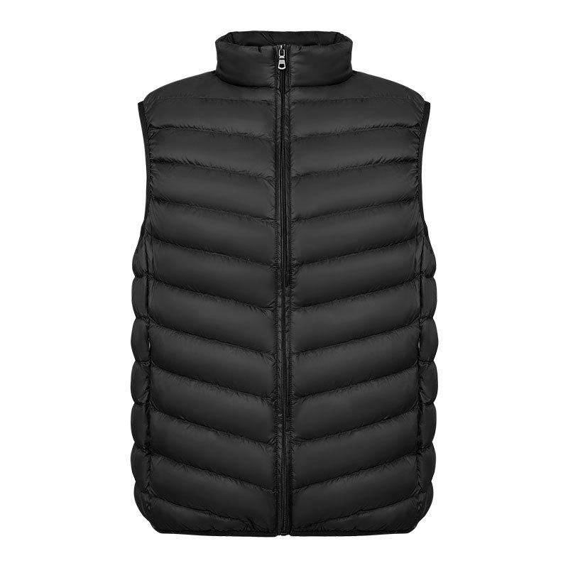 Мужской жилет на 90% из пуха со стойкой - Легкий пух белой утки больших размеров