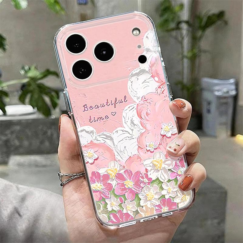 Масляная живопись Цветы Чехол для телефона Для iPhone 17 Pro Max Чехол iPhone 16 15 14 13 12 Pro Max 11 Прозрачный ТПУ Силиконовый Мягкий Чехол