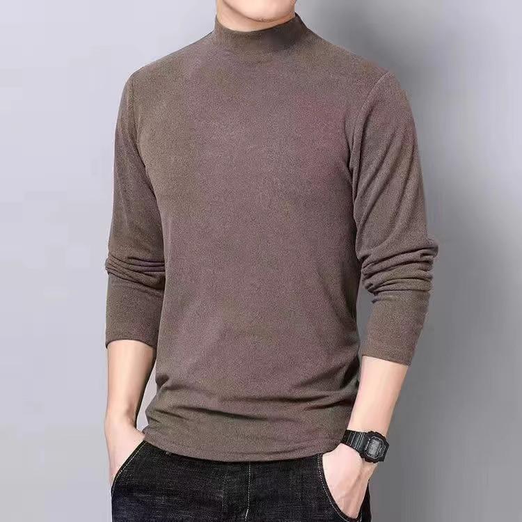 Men's Double-Sided Velvet Turtleneck T-Shirt with Warm Lining for Fall & Winter