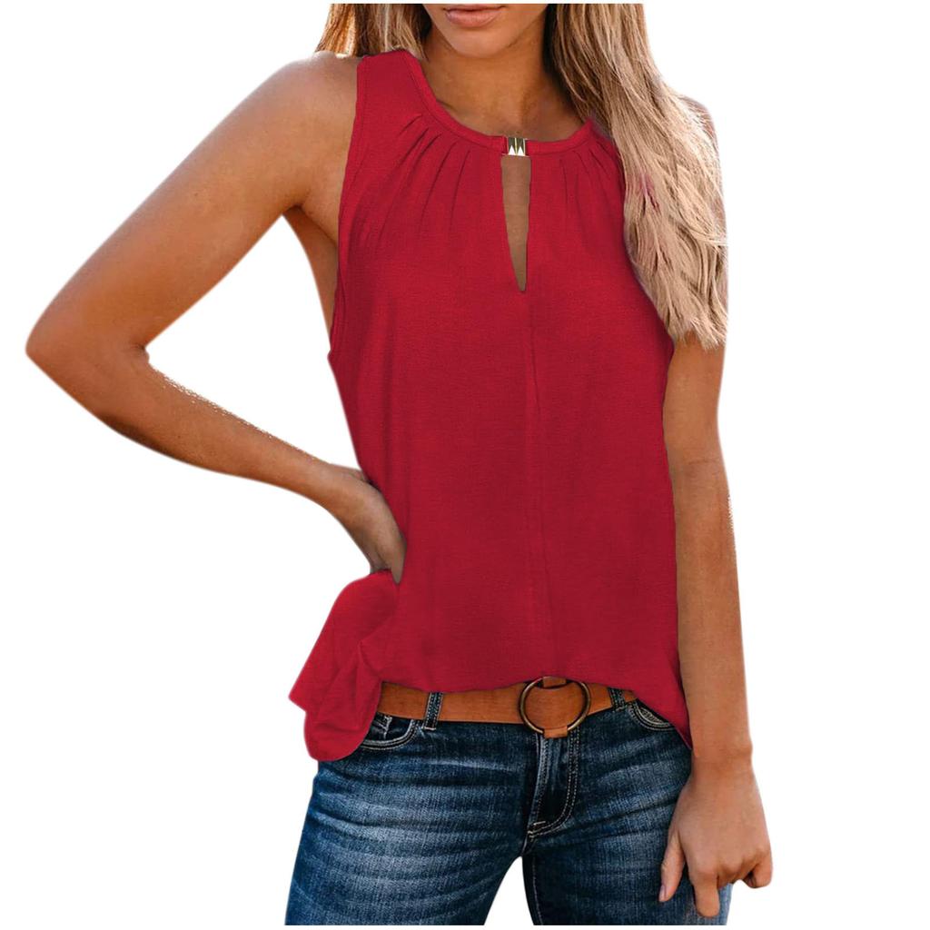 Женский однотонный жилет с V-образным вырезом и персонализированной пряжкой на весну и лето