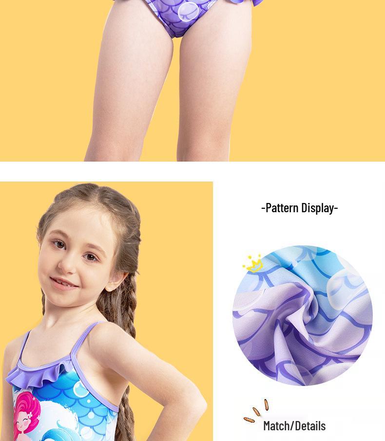 Купальник-халтер с оборкой и принтом «Русалочий хвост» для девочек (2025)