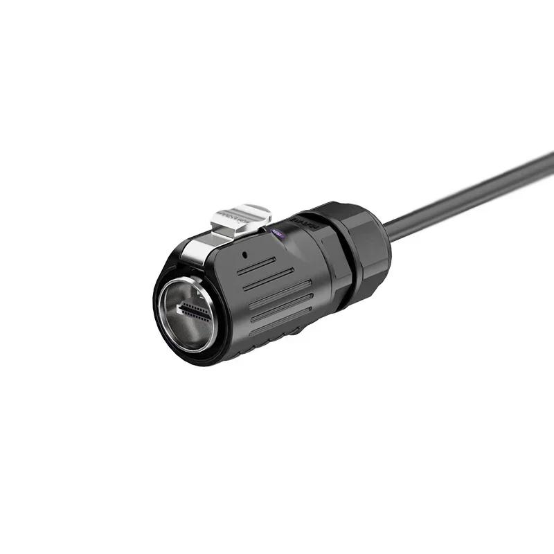 LP24 HDMI2.0 Plug Socket Waterproof Connector M24 Industrial Charger HDMI-Compatible 4K Line Cable Data Adapter Panel Mount