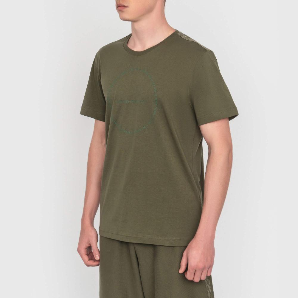Emporio Armani Мужская футболка EA7 однотонная с круглым вырезом и коротким рукавом Топы Зеленый 3DPT39-PJTJZ-1846